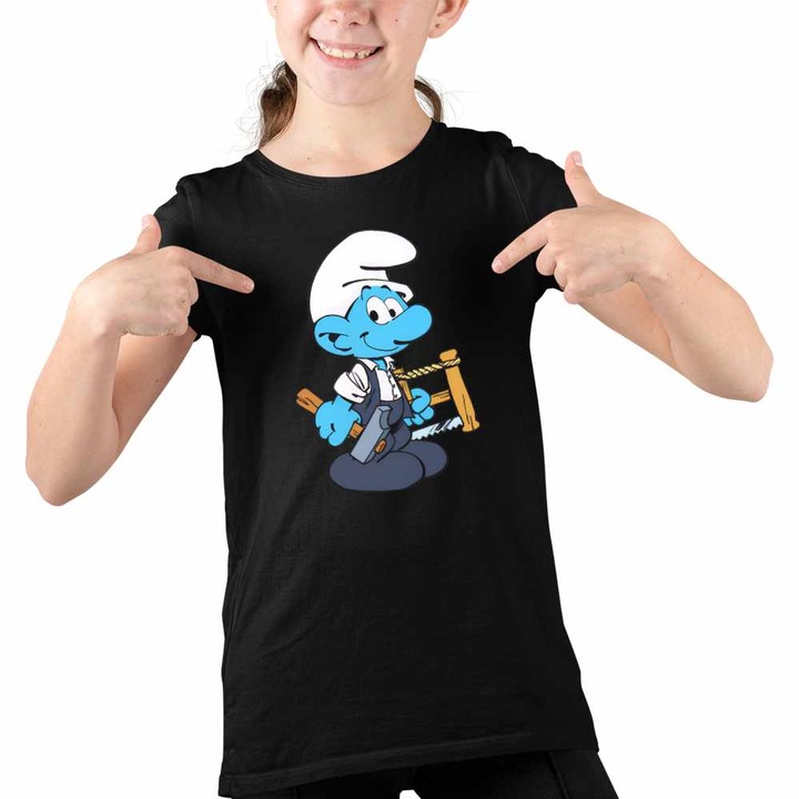 Tricou Copii Fete Strumful Tamplar Constructii Dulgher, Fekete