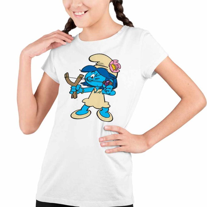 Tricou Copii Fete Strumfii Satul Fetelor Prastie, Fehér