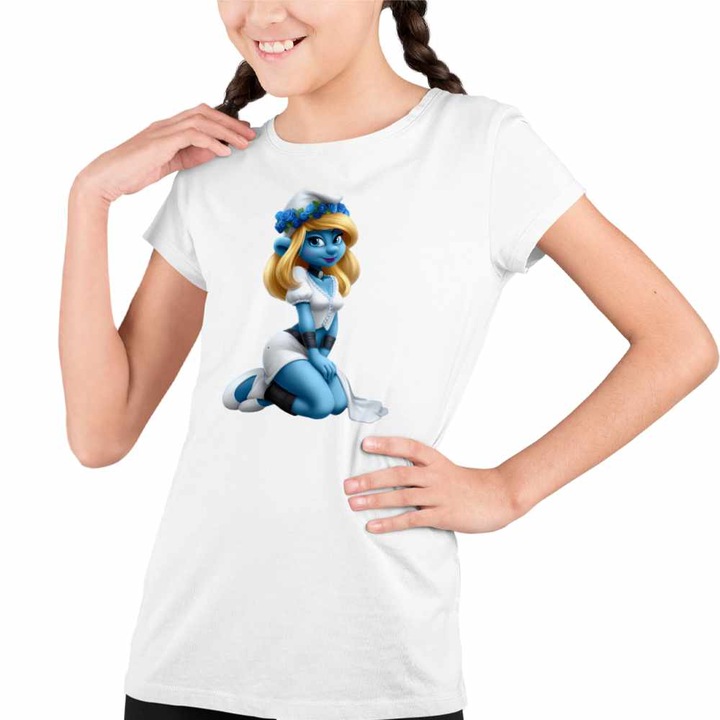 Tricou Copii Fete Smurfette Strumfii Strumfita Elf, Fehér