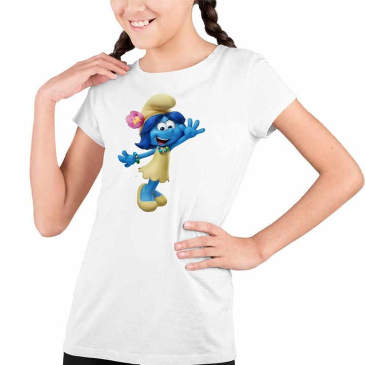 Tricou Copii Fete Smurf Blossom Strumfii, Fehér