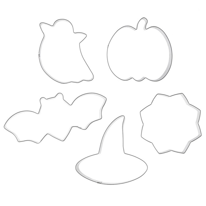 Set 6 forme prajituri Halloween, Orion, din otel inoxidabil, diverse forme, 8x6x2cm - 10x5x2cm