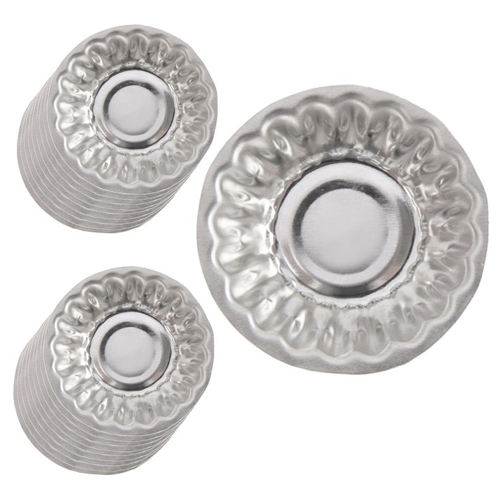 Set 20 forme prajituri, Artemis, metalice, 4x4x2cm, argintii