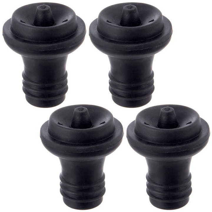 Комплект от 4 тапи за вино, Артемис, 3.3x3.3x4см, черен