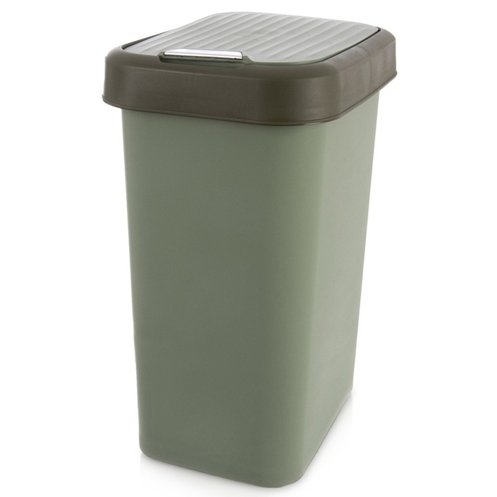 Cos de gunoi Orion, 25 l, verde, dimensiuni 33x25,5x45,5 cm, capac cu deschidere dubla
