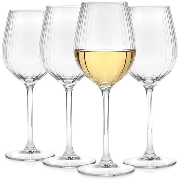 Set 4 pahare din sticla pentru vin, Excellent Houseware, 380 ml, 8x21,5 cm, transparent