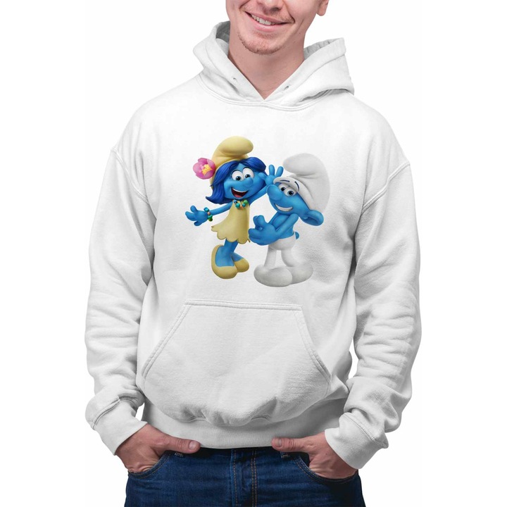 Hanorac Barbati Rusinosul Floricica Blossom Strumfii CoolTrend, alb, marime M