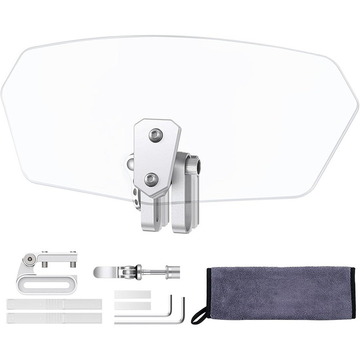 Parbriz universal pentru motociclete, Omelivon, usor de instalat si demontat, universal, potrivit pentru majoritatea motocicletelor si scuterelor, reglabil, 27cm
