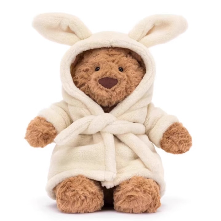 Плюшено мече, играчка, 36см, мека, с халат за баня