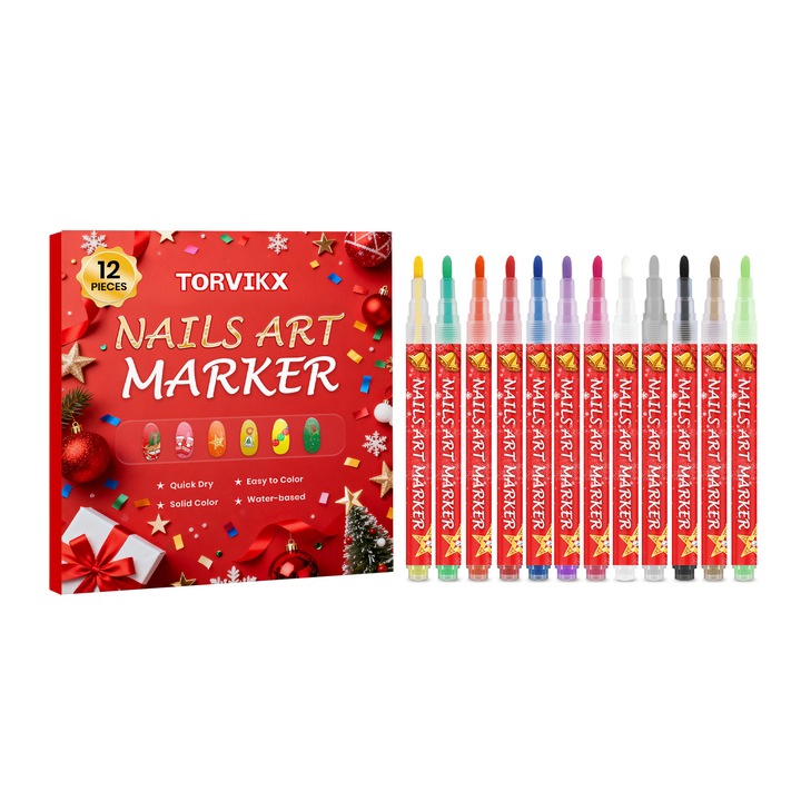 12 darabos körömművészeti marker készlet, többszínű