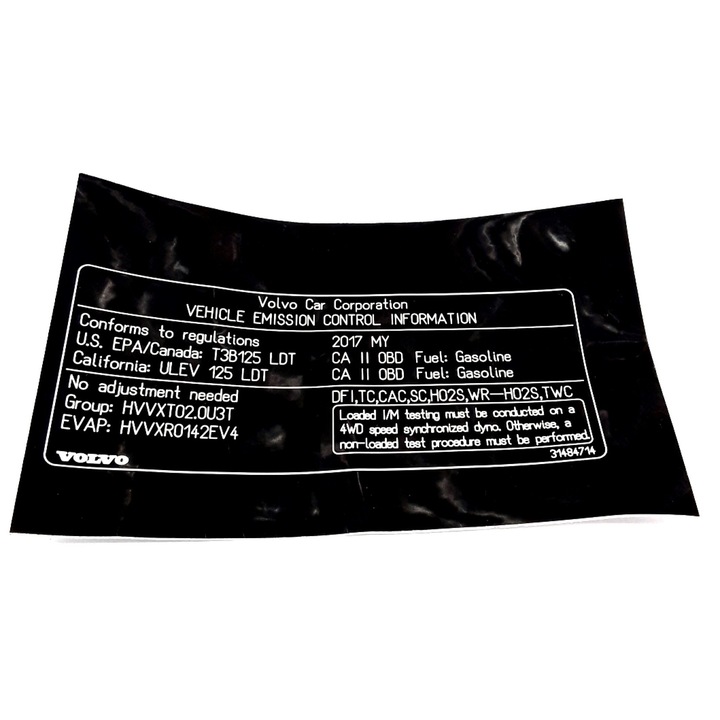 Kibocsátási matrica Volvo XC90