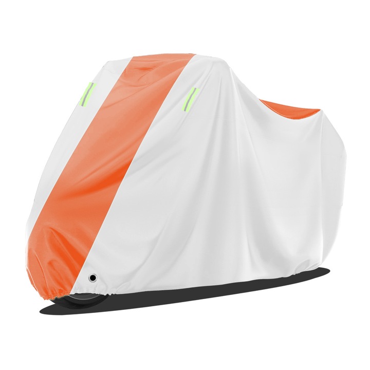 Husa motocicleta, protectie soare si ploaie, argintie si portocalie, L 220x95x110cm