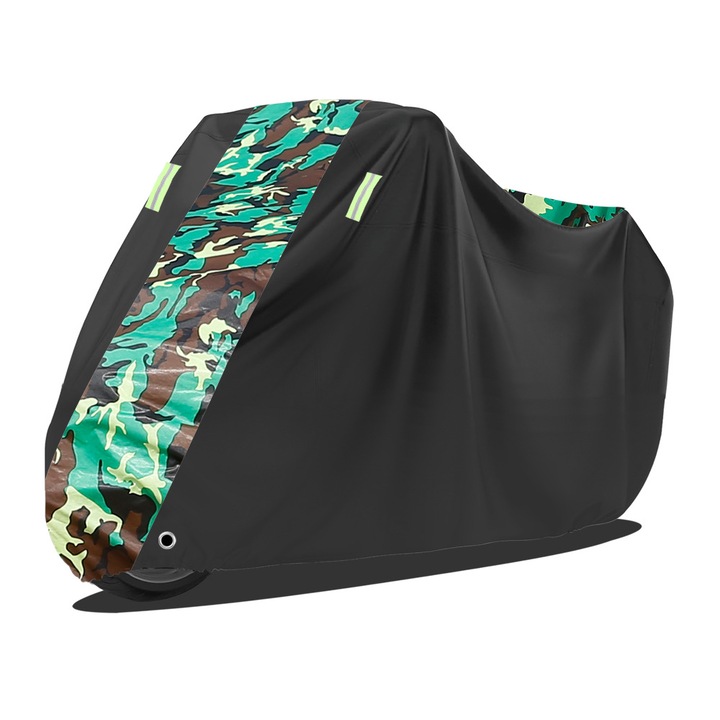 Husa motocicleta, CZ-116, protectie soare si ploaie, camuflaj negru, L (220x95x110cm)