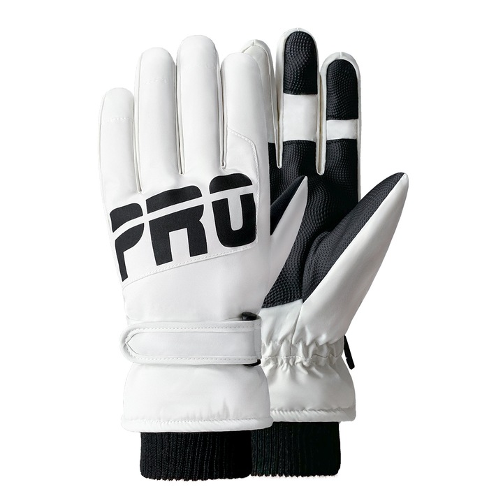 Manusi sport, manusi de schi, rezistente la frig, alb, o singura marime