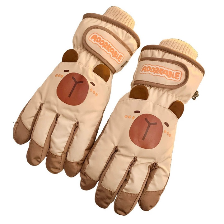 Manusi sport, Cute Kapibala, manusi de schi din catifea groasa, marime universala