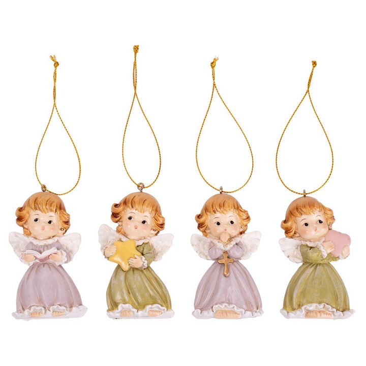 Înger agățat 4 feluri poliester 8x4cm