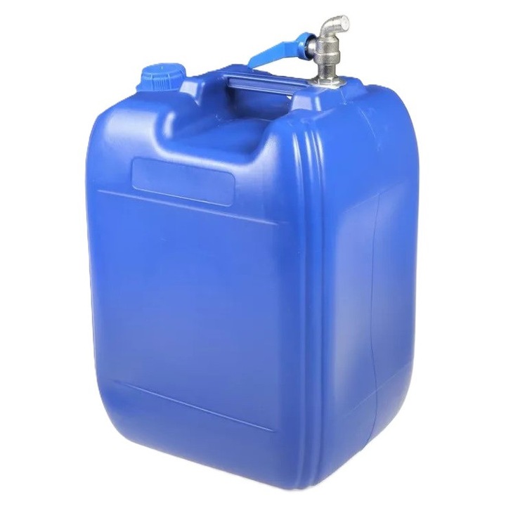 Műanyag vizes kanna, fém csappal - 20 l - kék - fekvő