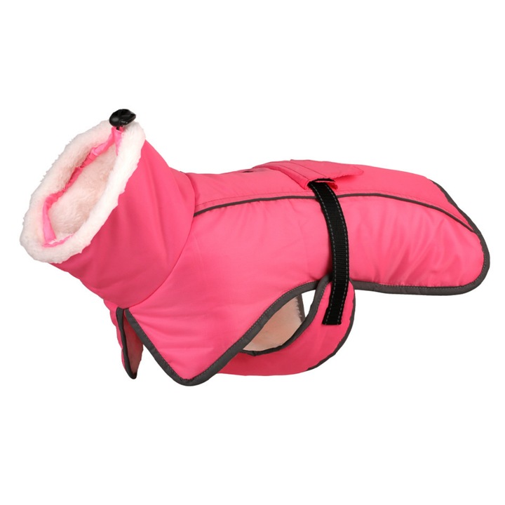 Imbracaminte pentru animale de companie, caldura toamna/iarna, impermeabila si rezistenta la frig, haina pentru caini, marime L, circumferinta pieptului 58-75 cm, circumferinta gatului 40-48 cm, lungimea spatelui 41 cm, Roz
