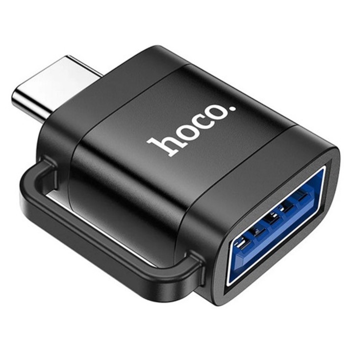 Hoco adapter, usb aljzat - type-c, adatátvitel és töltés, otg, fekete