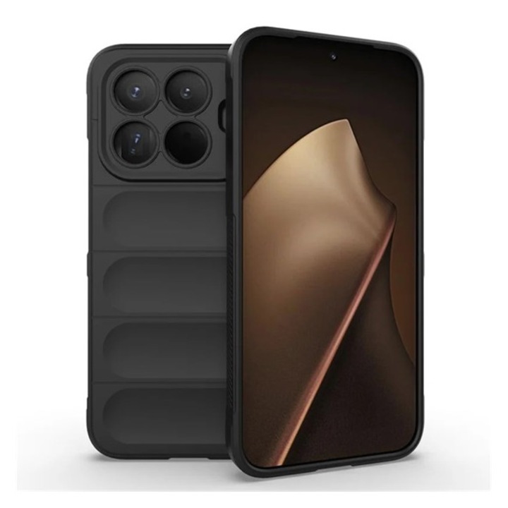 Gigapack szilikon mobiltelefon tok, ütésállóság, kameravédő, 3d, fekete, kompatibilis: 15T Pro
