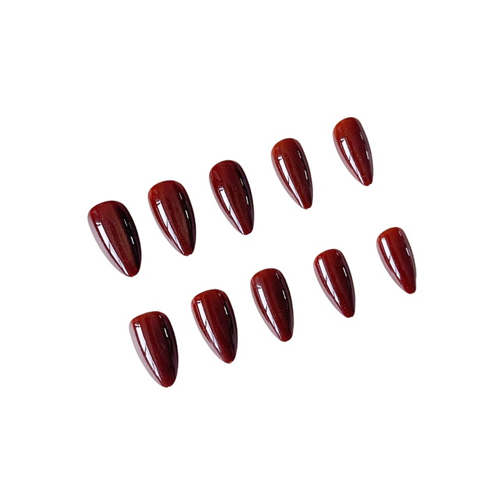 Műköröm szett, 24 darab, barna színű, fényes megjelenésű