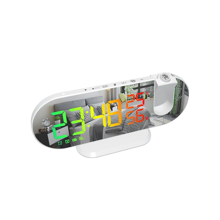 Radio multifunctional cu proiector, ceas cu LED, control temperatura si umiditate