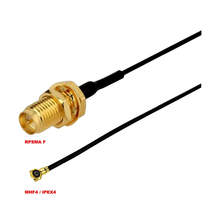 Cablu adaptor RF (pigtail) MHF4 RP-SMA 100mm pentru conectare modem la antena GSM GPS LORA WIFI