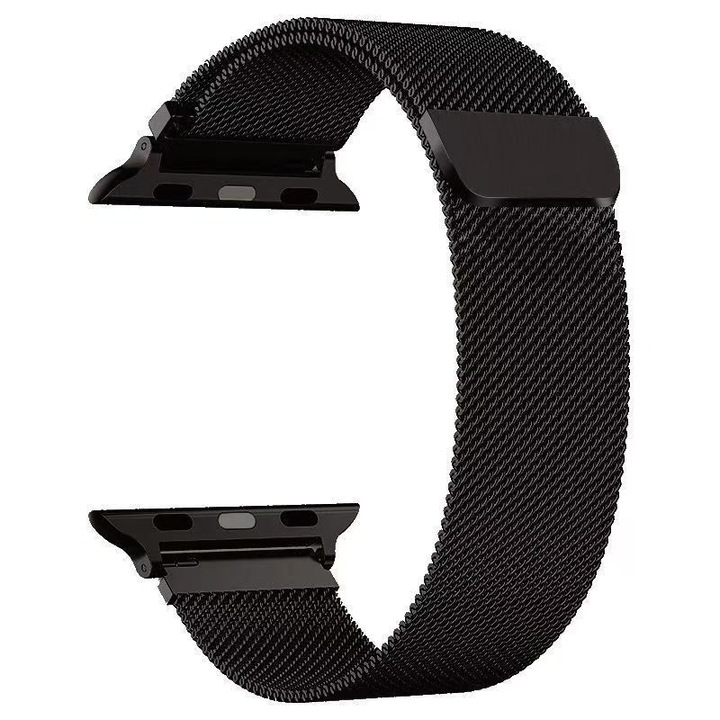 Okosóra szíj, SuooTci, milánói stílusú, állítható, fekete, 25cm x 22mm, Apple Watch Ultra/Ultra 2 és Series 1-11 modellekhez