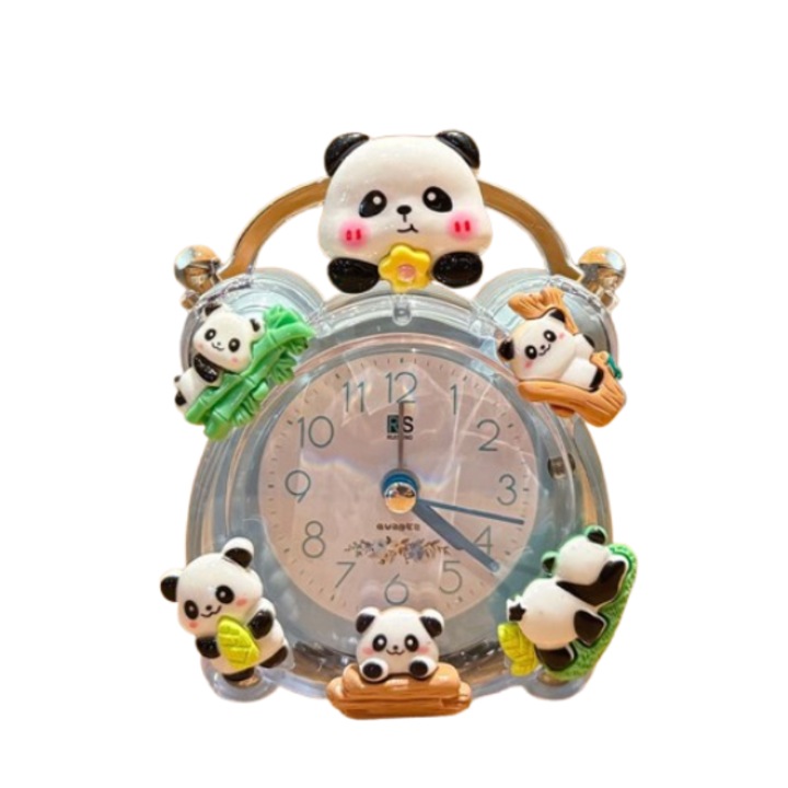 Dekoratív gyermek ébresztőóra, NZ-21, kék panda, éjszakai fénnyel