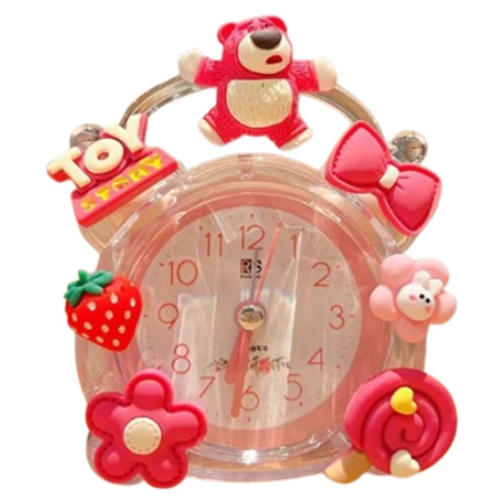 Dekoratív gyermek ébresztőóra, NZ-12, eper maci, éjszakai fény