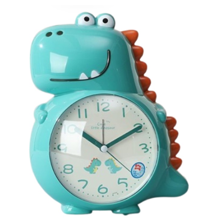 Dekoratív ébresztőóra hangvezérléssel, NZ-128, éjszakai fény, szundi mód, sötétzöld dinoszaurusz