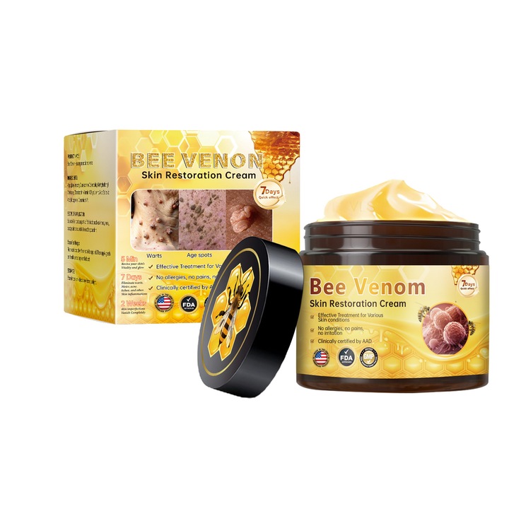 Méhméreg bőrápoló krém, méhméreggel javító, szemölcsök eltávolítására és simítására, Bézs, 3 x 60g