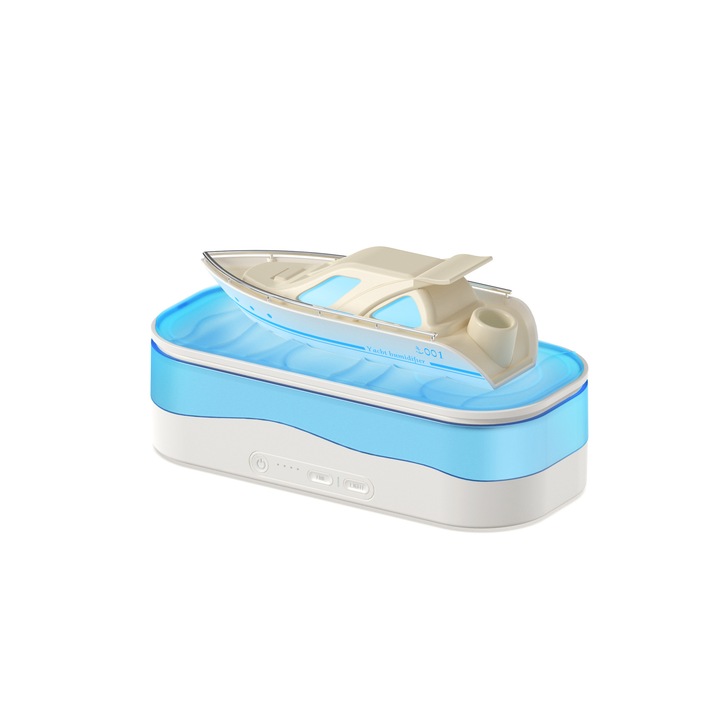 Kreatív jacht aroma diffúzor, USB otthoni, valósághű hajó párásító, színes éjjeli fény, füstgyűrű aroma gép(150ML)