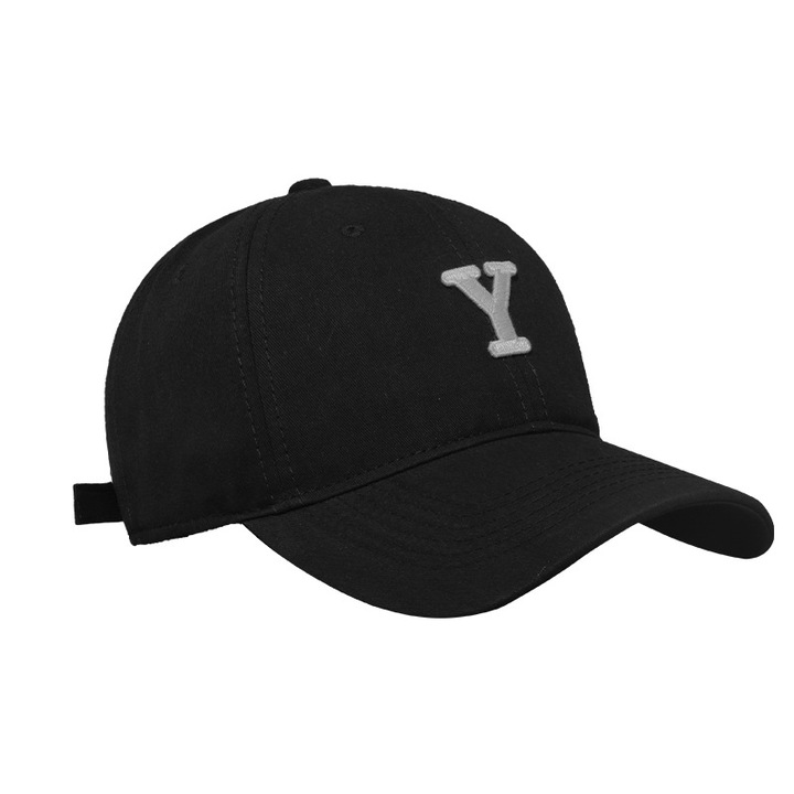 Универсална шапка с буква Y, лого, показващо лицето, малка, за двойки, за пътуване, бейзболна шапка, мъжка, дамска, C1016, самозалепваща се, бейзболна шапка с буква Y, DY, черна