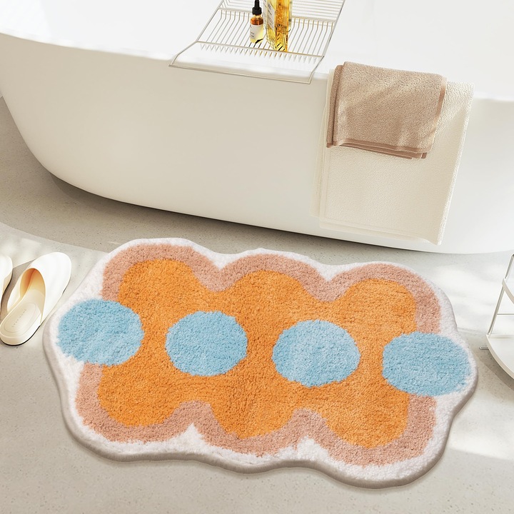 Микрофибърна жълта вана килим, малък, неплъзгащ, мек и пранеable, 80x150 см