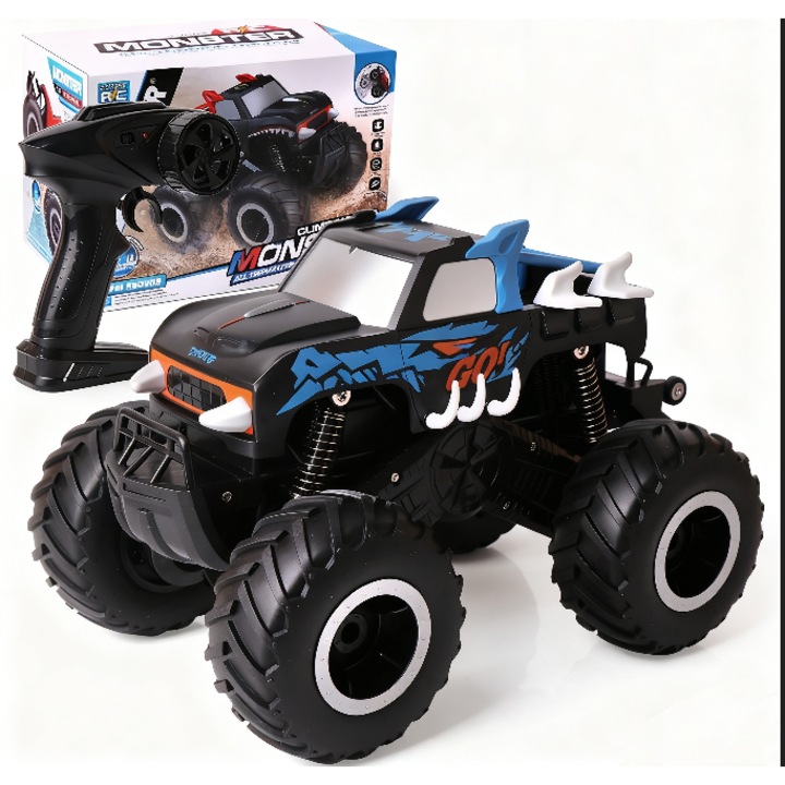 Masinuta off-road cu telecomanda, 4x4, impermeabila, rotire 360, set cu 2 baterii, pentru copii 8-12 ani