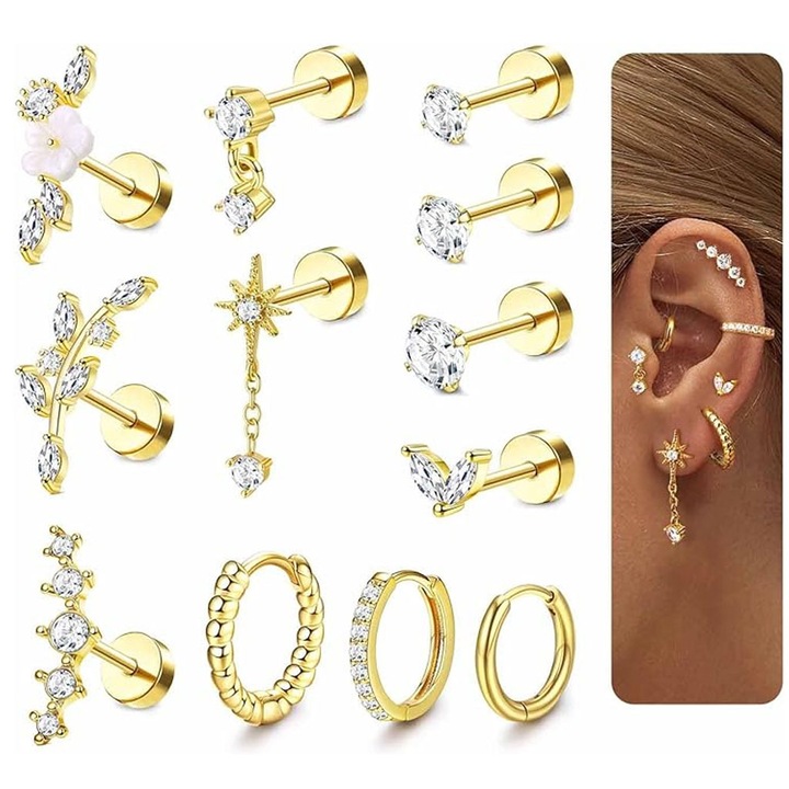 Set bijuterii dama, Auriu, Inox