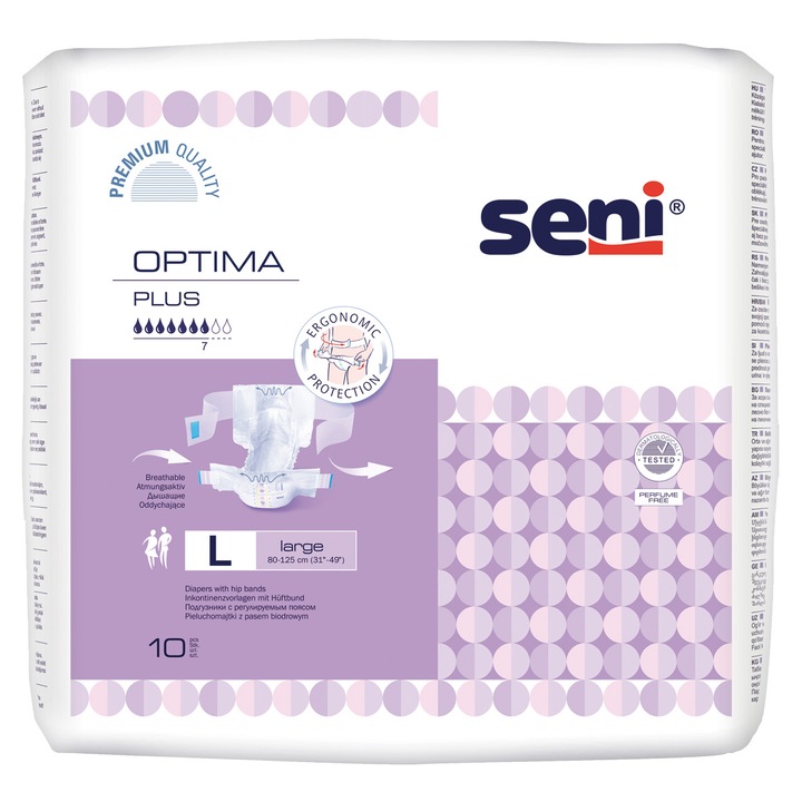 Seni Optima Plus állítható deréköves pelenka 10 db L
