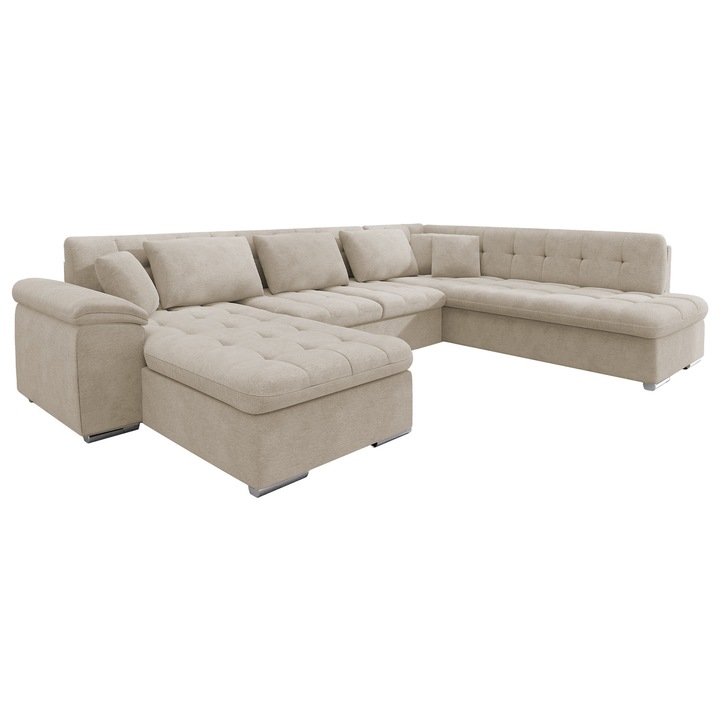 Coltar rabatabil Tony Bis cu lada Stanga, MIRJAN 24, bej deschis, 205x348x76 cm