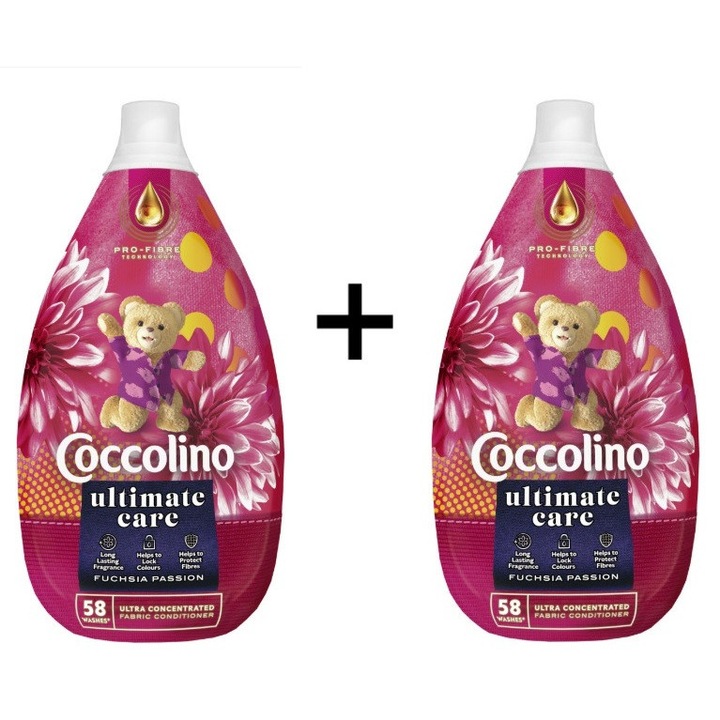 Коколино Ultimate Care Fuchsia Passion ултраконцентриран омекотител за тъкани, 2x870мл