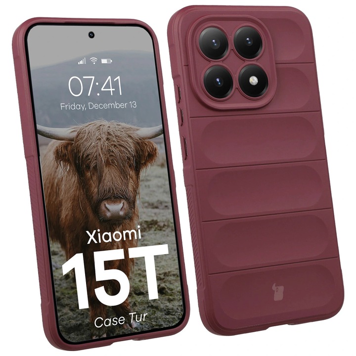 Калъф, Bizon Case Tur за Xiaomi 15T, Бургундско