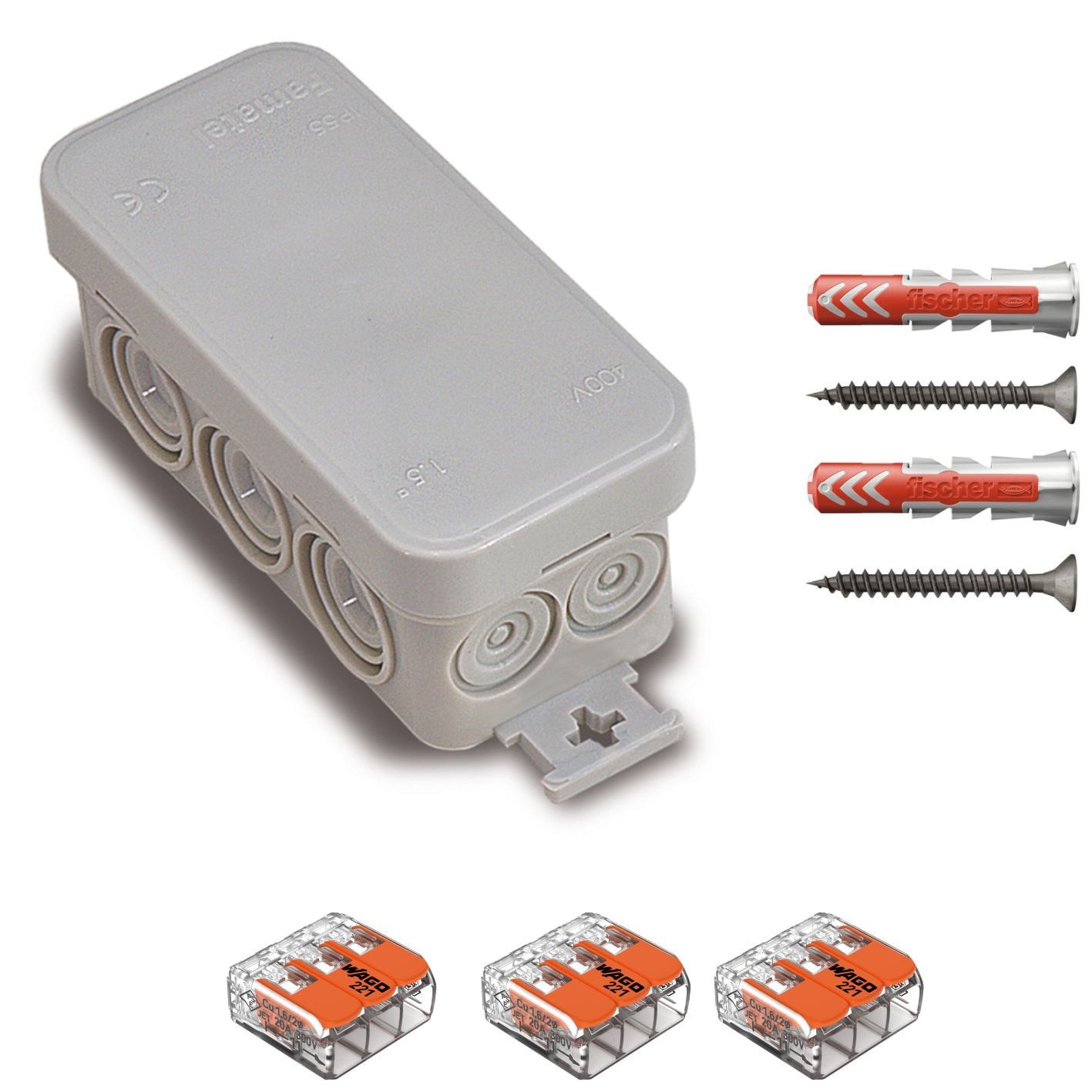 Doza de derivatie aparenta, Cutie conexiuni IP65 Famatel 3050, cu 10 ...