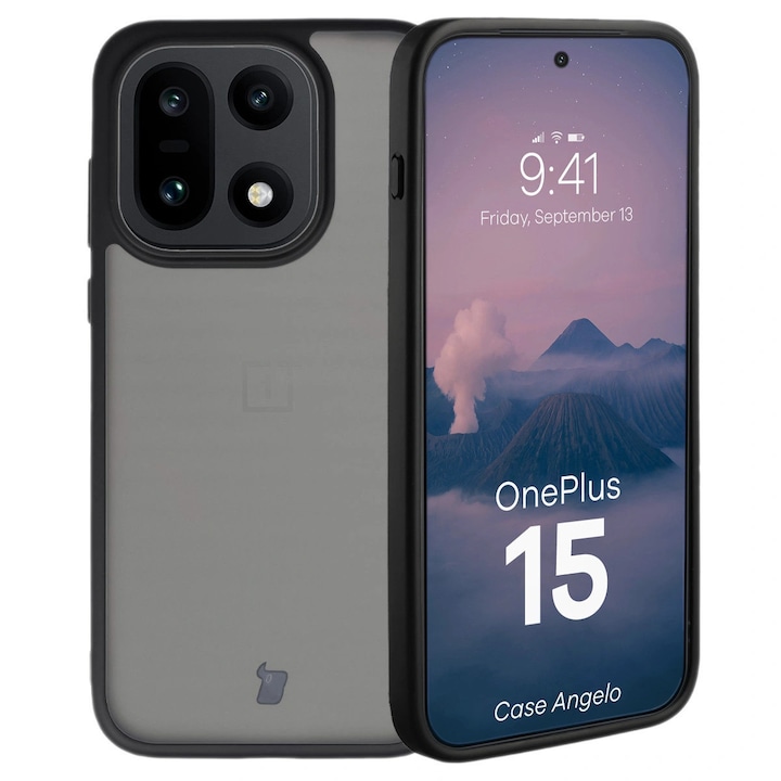Кейс за телефон Bizon Angelo, за OnePlus 15, придадена с черна рамка, TPU, поликарбонат