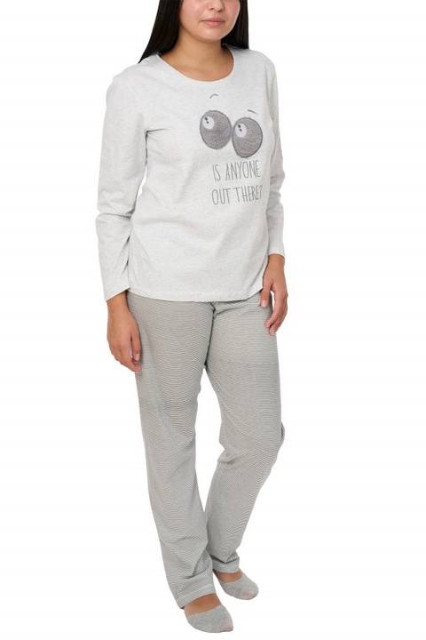 Дамски памучни пижами, Betty, сиво меланж XL