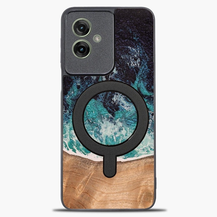Husa, Bewood Unique - Dream Island Magnet pentru Motorola Moto G55 5G, Albastru-Maro