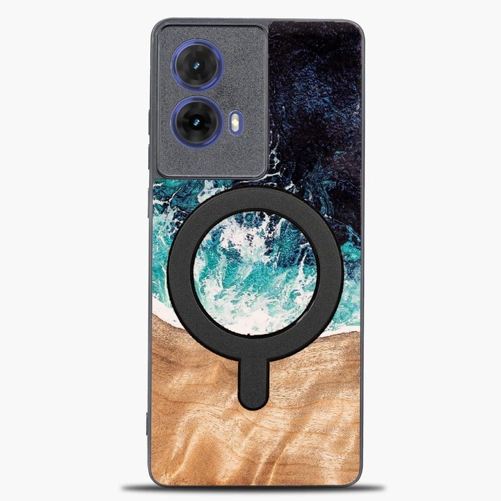 Husa, Bewood Unique - Dream Island Magnet pentru Motorola Moto G85 5G, Albastru-Maro