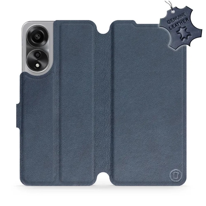 Калъф, Mobiwear - Leather - L_NBS за Oppo A78 5G, Тъмно Синьо