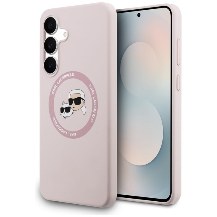 Karl Lagerfeld Liquid Silicone K&CH Heads Samsung S731B Galaxy S25 FE MagSafe hátlapvédő tok pink (KLHMS25SSKCHTCP)