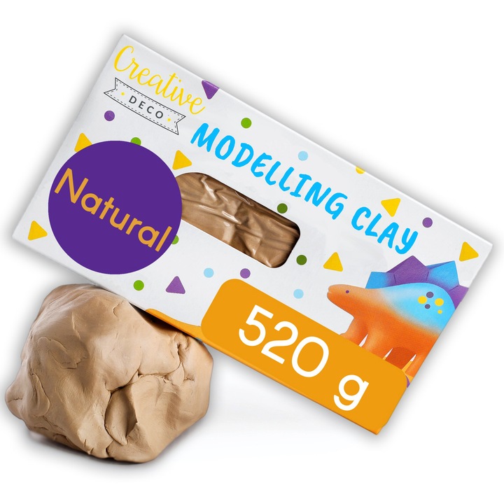 Моделираща глина за многократна употреба, Creative Deco, 520 г, натурална, въздушно съхнеща и за изпичане