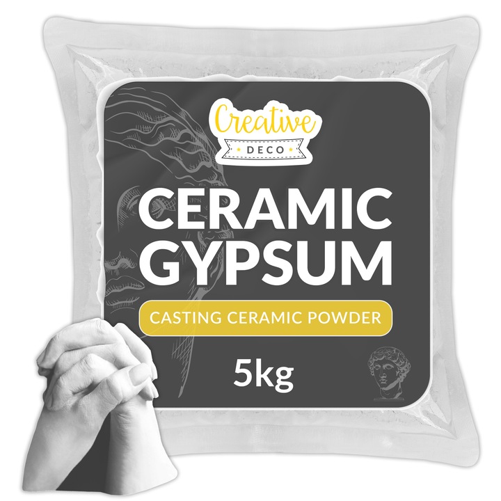 Керамичен гипс за отливки, Creative Deco, 5 кг, бял, голяма опаковка за хоби ателиета и арт студиа