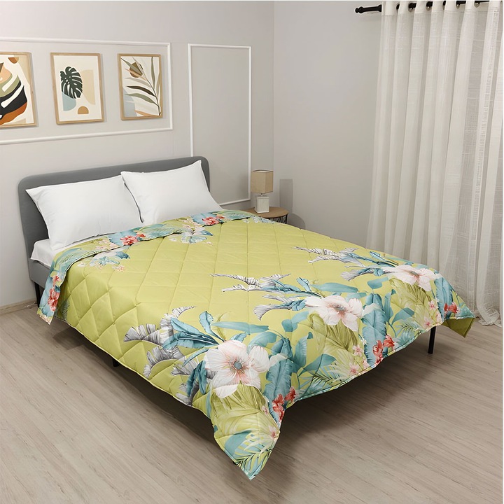 Pilotă ușoară EmonaMall Mirabel Savin, Vară, Pat single, 150/210 cm, Capitona, Verde